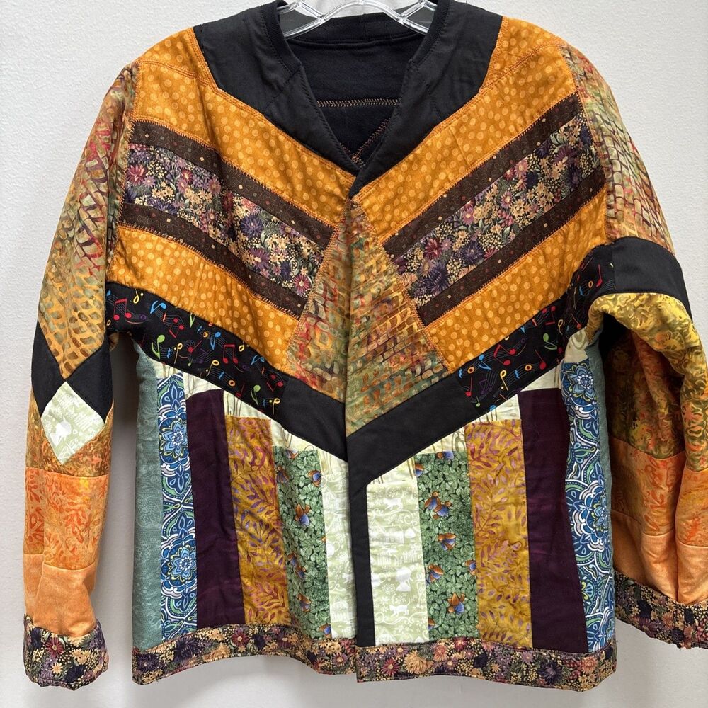 Handmade quilted jacket Cottage Granny Core Boxy Pockets Whimsy Retro Vegan Boho